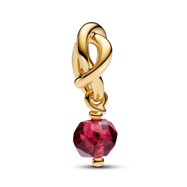 Pandora Moments 14K Gold-Plated July Faceted True Red Eternity Circle Dangle Charm