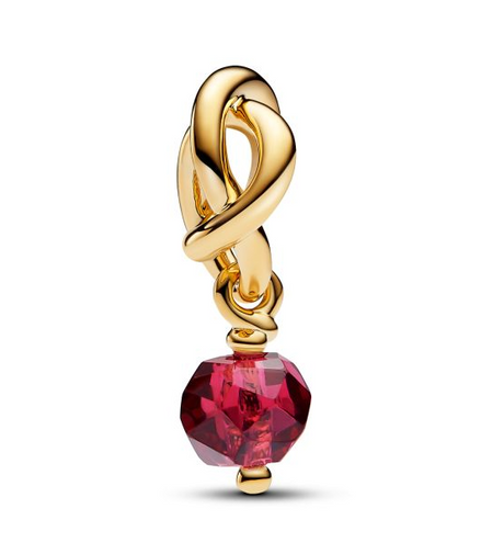Pandora Moments 14K Gold-Plated July Faceted True Red Eternity Circle Dangle Charm