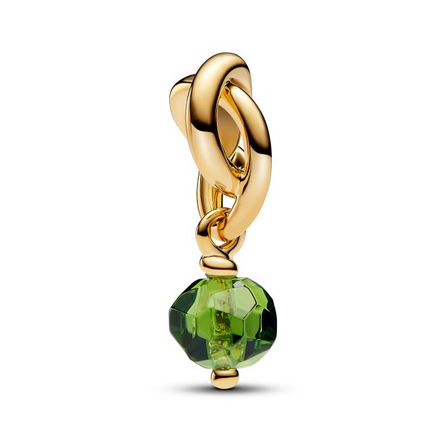 Pandora Moments 14K Gold-Plated August Faceted Spring Green Eternity Circle Dangle Charm