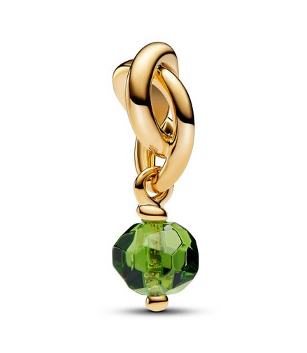 Pandora Moments 14K Gold-Plated August Faceted Spring Green Eternity Circle Dangle Charm