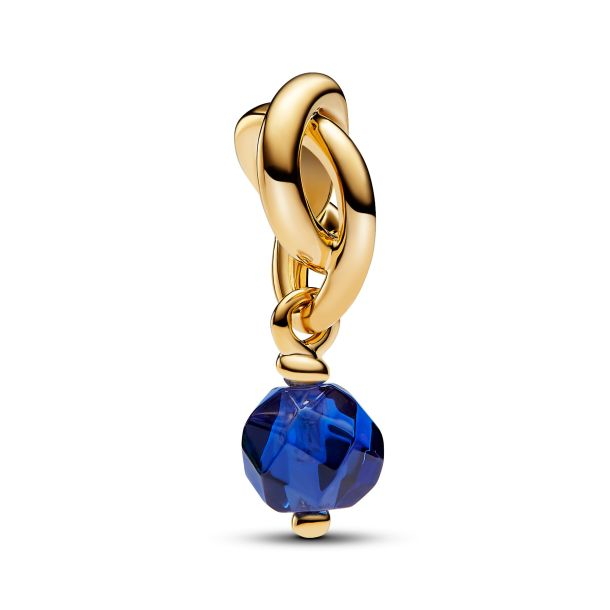 Pandora Moments 14K Gold-Plated September Faceted Blue Eternity Circle Dangle Charm
