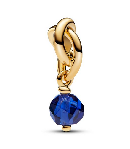 Pandora Moments 14K Gold-Plated September Faceted Blue Eternity Circle Dangle Charm