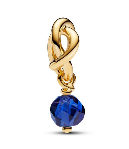 Pandora Moments 14K Gold-Plated September Faceted Blue Eternity Circle Dangle Charm