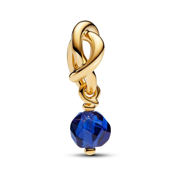 Pandora Moments 14K Gold-Plated September Faceted Blue Eternity Circle Dangle Charm