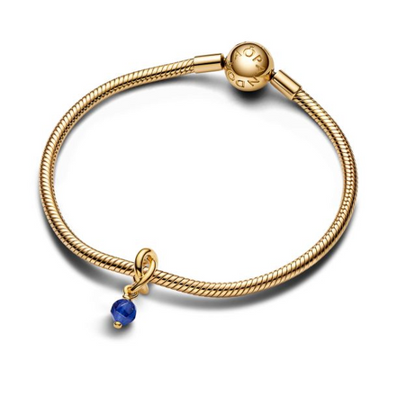 Pandora Moments 14K Gold-Plated September Faceted Blue Eternity Circle Dangle Charm