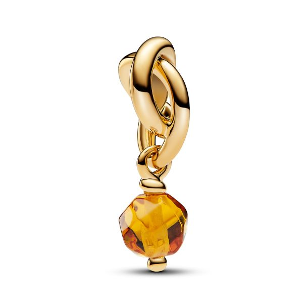 Pandora Moments 14K Gold-Plated November Faceted Honey Eternity Circle Dangle Charm