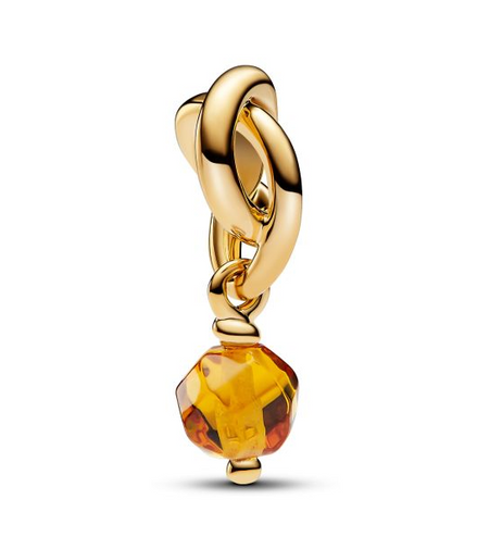 Pandora Moments 14K Gold-Plated November Faceted Honey Eternity Circle Dangle Charm
