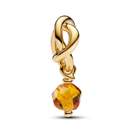Pandora Moments 14K Gold-Plated November Faceted Honey Eternity Circle Dangle Charm