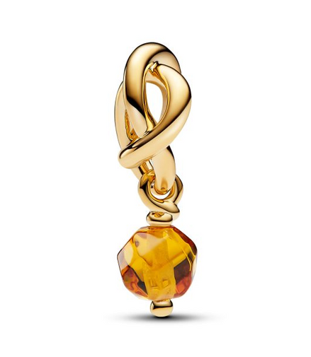 Pandora Moments 14K Gold-Plated November Faceted Honey Eternity Circle Dangle Charm