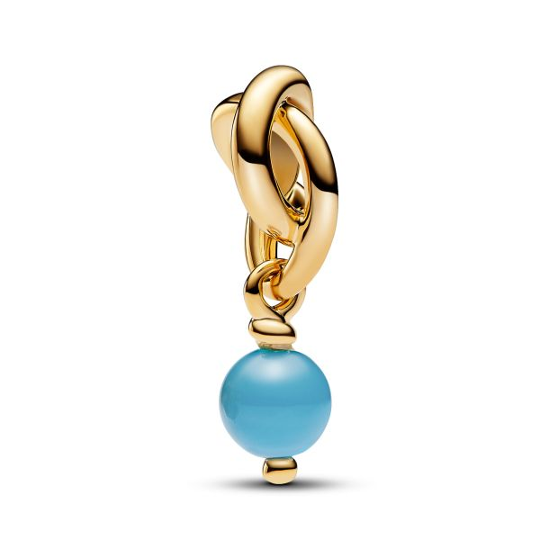 Pandora Moments 14K Gold-Plated December Turquoise Blue Eternity Circle Dangle Charm
