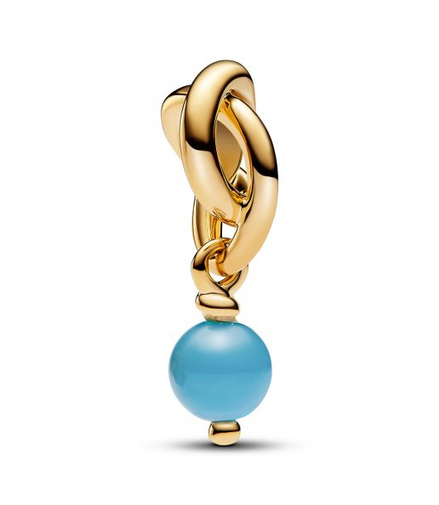 Pandora Moments 14K Gold-Plated December Turquoise Blue Eternity Circle Dangle Charm