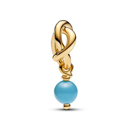 Pandora Moments 14K Gold-Plated December Turquoise Blue Eternity Circle Dangle Charm