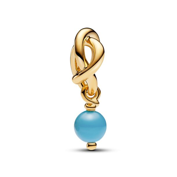 Pandora Moments 14K Gold-Plated December Turquoise Blue Eternity Circle Dangle Charm