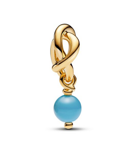 Pandora Moments 14K Gold-Plated December Turquoise Blue Eternity Circle Dangle Charm