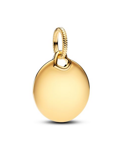 Pandora Moments Engravable Round Tag Gold-Plated Dangle Charm