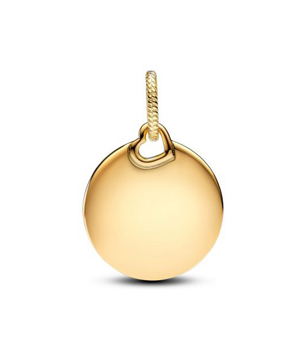 Pandora Moments Engravable Round Tag Gold-Plated Dangle Charm