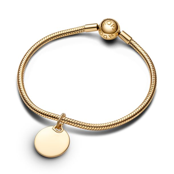 Pandora ME/ Moments 14K Gold-Plated Engravable Round Tag Dangle Charm