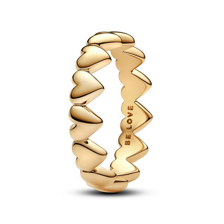 Pandora Moments Row of Hearts Gold-Plated Ring Size 7