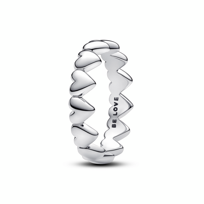 Pandora Moments Row of Hearts Ring Size 7