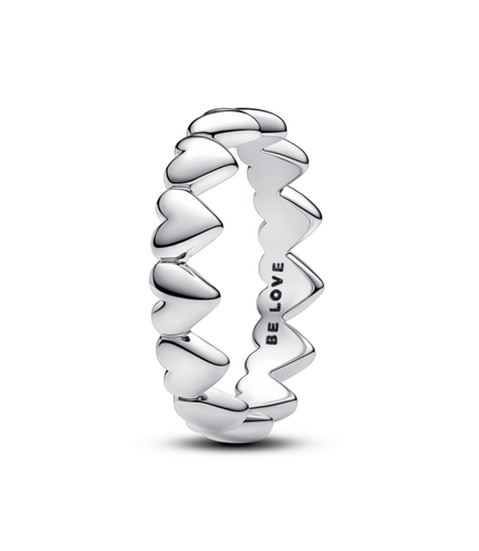 Pandora Moments Row of Hearts Ring Size 7