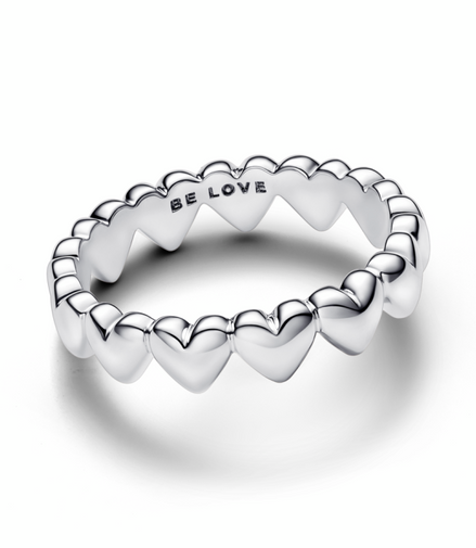 Pandora Moments Row of Hearts Ring Size 7