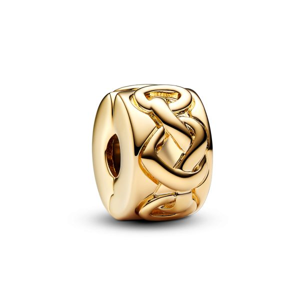 Pandora Moments 14K Gold-Plated  Knotted Hearts Clip Gold-Plated Charm