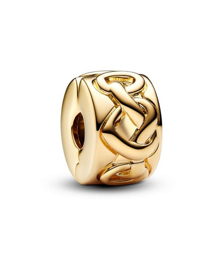 Pandora Moments 14K Gold-Plated  Knotted Hearts Clip Gold-Plated Charm