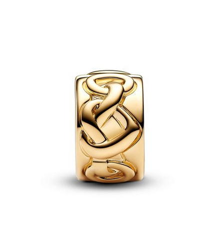 Pandora Moments 14K Gold-Plated  Knotted Hearts Clip Gold-Plated Charm