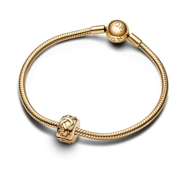Pandora Moments 14K Gold-Plated  Knotted Hearts Clip Gold-Plated Charm