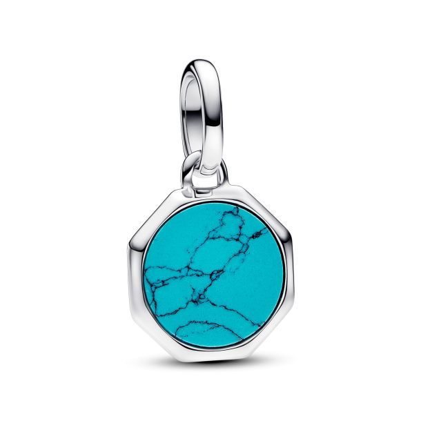 Pandora ME/Moments Silver Turquoise-Colored Engravable Mini Medallion Charm
