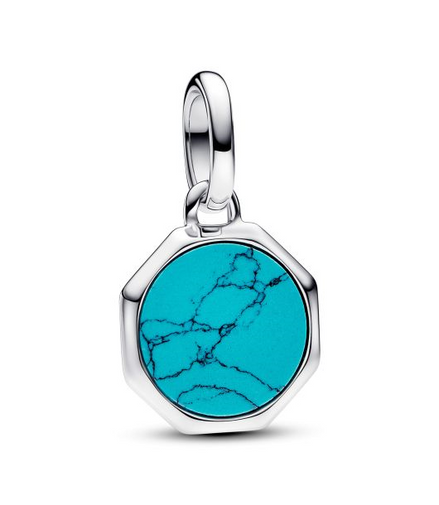 Pandora ME/Moments Silver Turquoise-Colored Engravable Mini Medallion Charm