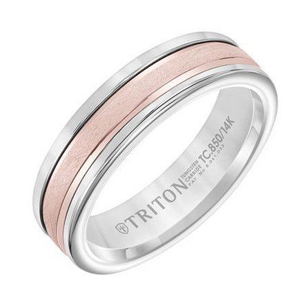 Frederick Goldman 14K Rose Gold Band With Classic Tungsten Exterior Size 10