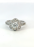Platinum 1 CTW Diamond Floral And Miligrain Engagement Ring