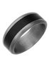 Triton Tantalum Ring - Wide Black Inlay and Bevel Edge Size 10