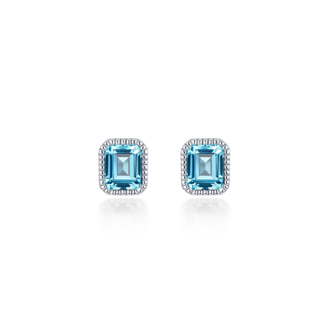 Lafonn 1.76 CTW Simulated Diamond And Aquamarine March Birthstone Solitaire Stud Earrings