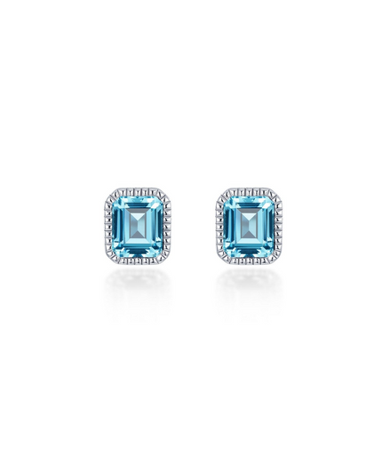 Lafonn 1.76 CTW Simulated Diamond And Aquamarine March Birthstone Solitaire Stud Earrings
