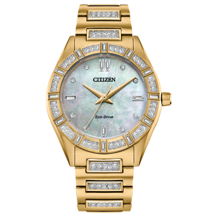 Citizen Ladies Eco-Drive Crystal Gold-Tone Bracelet Watch