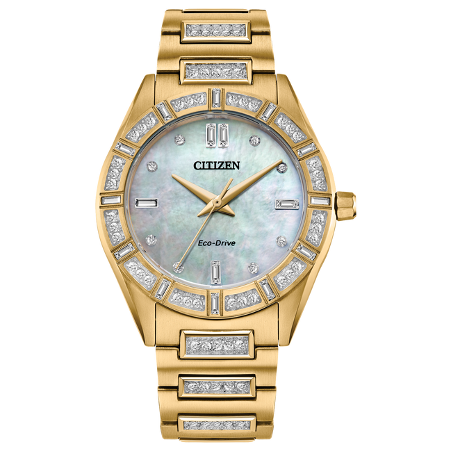 Citizen Ladies Eco-Drive Crystal Gold-Tone Bracelet Watch