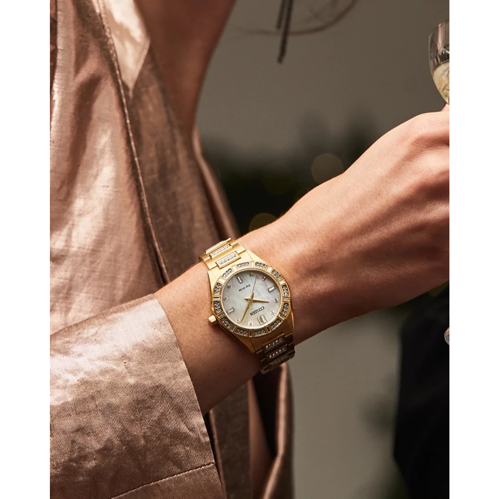 Citizen Ladies Eco-Drive Crystal Gold-Tone Bracelet Watch