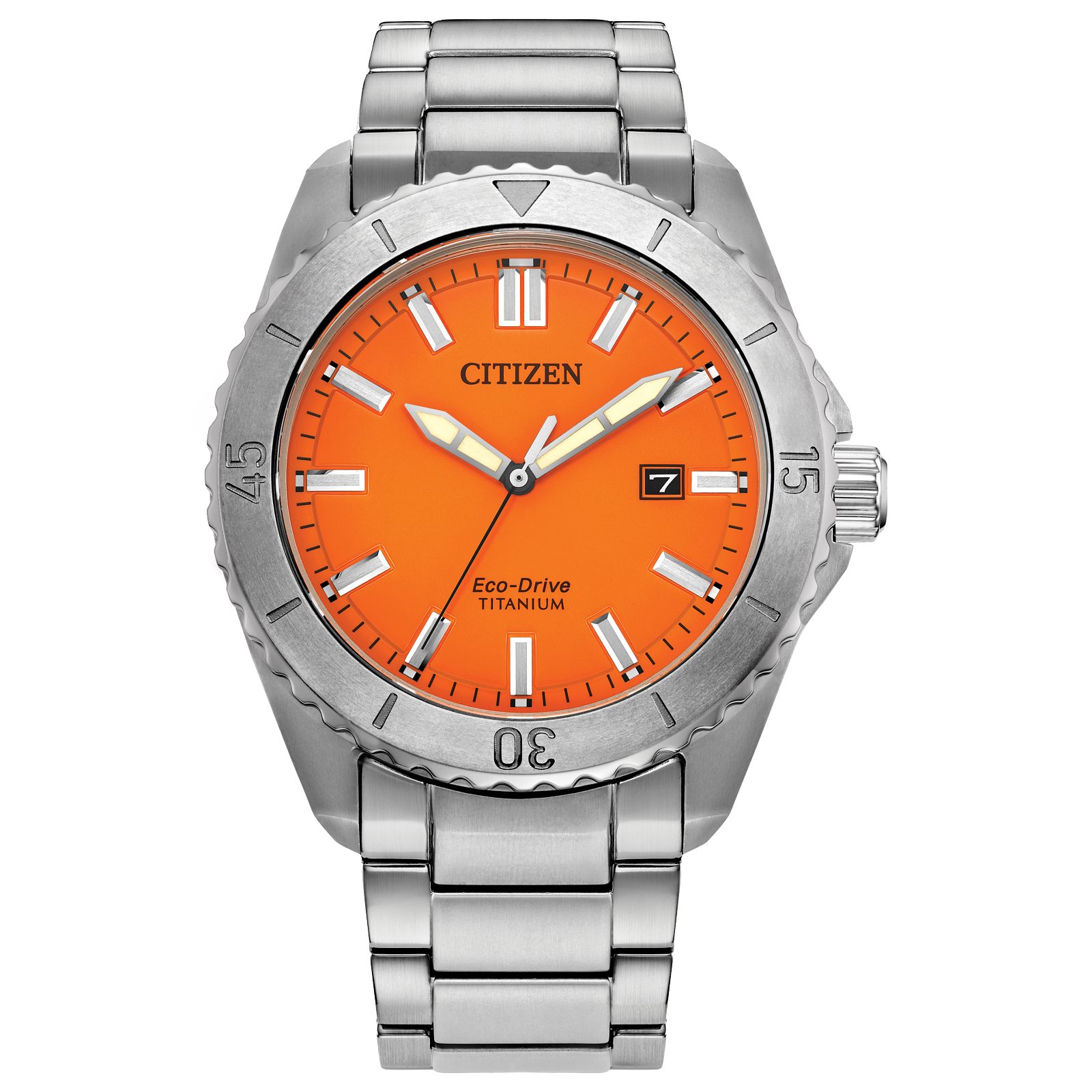 Citizen Men's Brycen Eco-Drive Orange Dial SuperTitanium Bracelet Watch
