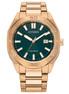 Citizen Men's Odyn Weekender Gold-Tone Eco-Drive Green Dial Bracelet Watch