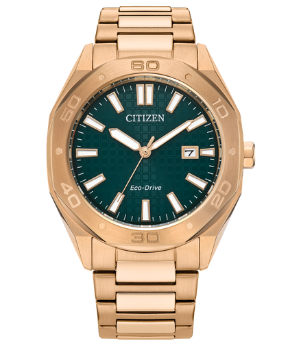 Citizen Men's Odyn Weekender Gold-Tone Eco-Drive Green Dial Bracelet Watch