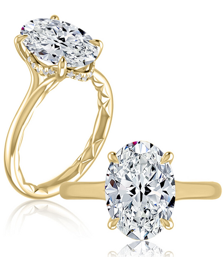 A.JAFFE 14K Yellow Gold Diamond Halo Semi-Mount Engagement Ring