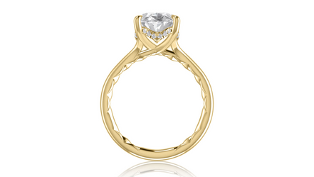 A.JAFFE 14K Yellow Gold Diamond Halo Semi-Mount Engagement Ring