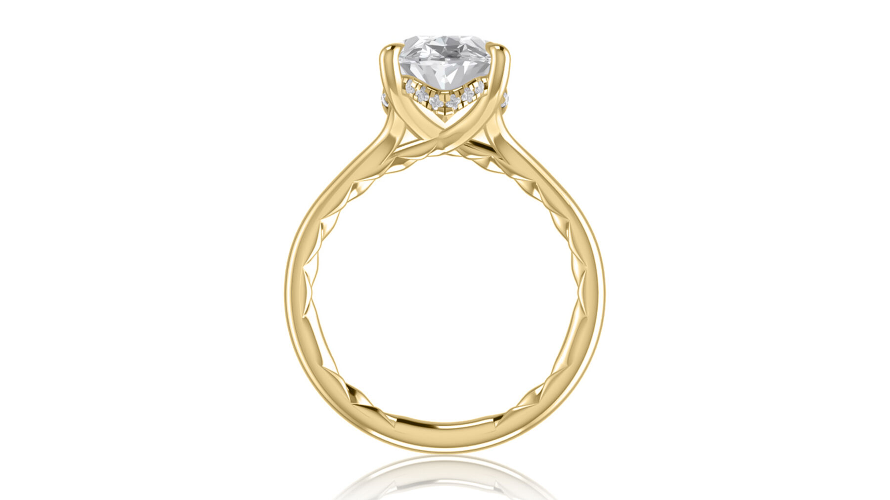 A.JAFFE 14K Yellow Gold Diamond Halo Semi-Mount Engagement Ring