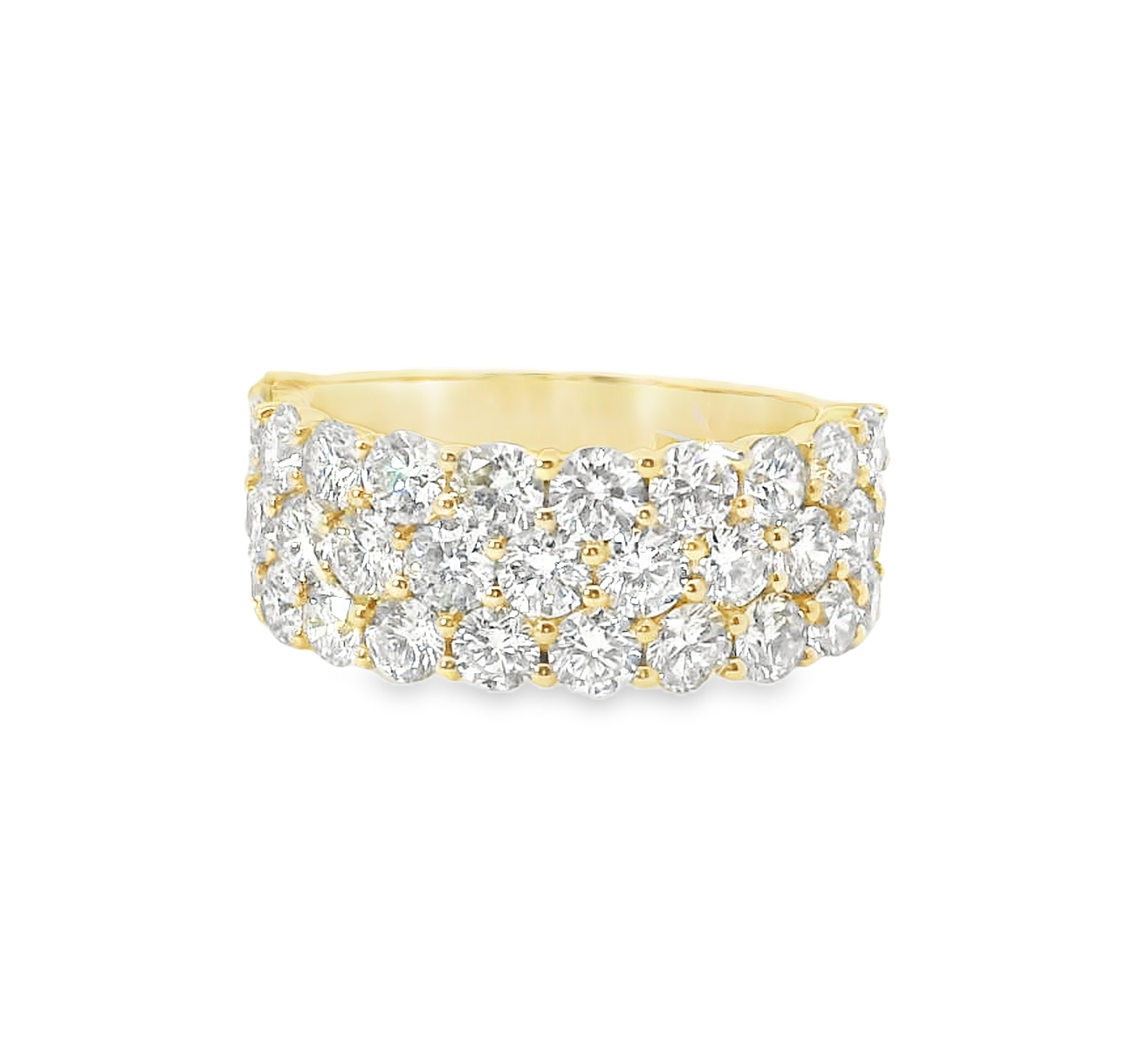 14K Yellow Gold And 3.5 CTW Triple Row Daimond Ring