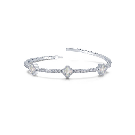 Lafonn 2.40 CTW Simulated Diamond and Mother Of Pearl Flexible Station Tennis Bracelet