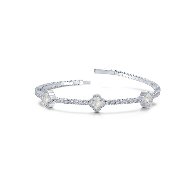 Lafonn 2.40 CTW Simulated Diamond and Mother Of Pearl Flexible Station Tennis Bracelet