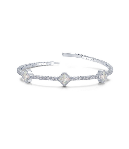 Lafonn 2.40 CTW Simulated Diamond and Mother Of Pearl Flexible Station Tennis Bracelet