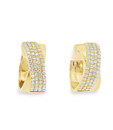 14K Yellow Gold And 0.63 CTW Diamond Hoop Earrings